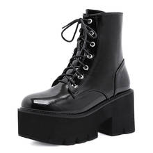 2021 Women Boots Black Women Shoes Chunky Heel Patform Ankle Boots Autumn Winter Boots Leather Punk Gothic Shoes Female Footwear 2024 - buy cheap