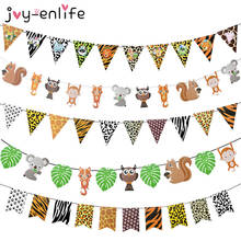 Jungle Birthday Banner Animal Garland Paper Flag Banner Baby Shower Kids Birthday Decorations Safari Animal Party Supplies 2024 - buy cheap