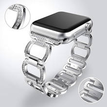 Роскошный Металлический алмазный браслет для Apple Watch Band 44 мм 42 мм Iwatch 5 4 3 2 1 38 мм 40 мм ремешок из нержавеющей стали Петля для наручных часов 2024 - купить недорого