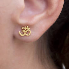 Wedding New Style Trendy Earings Real 925 Sterling Silver High Polished Shiny Om Ohn Yago Studs India Symbol Yoga Earring 2024 - buy cheap
