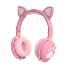 Wireless Children Headphones Bluetooth Kids Headset Cute LED Cat Ear Girls Gift Gamer Pink HIFI Stereo Bass 3.5mm Plug With Mic 2024 - buy cheap