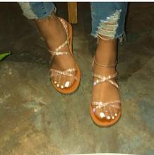Sandalias planas con punta abierta para Mujer, zapatos informales de tacón bajo, talla grande 35-42, para verano 2024 - compra barato