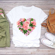 Camisetas femininas casuais estampas florais, camisetas femininas estampas florais fofas para amantes 2024 - compre barato