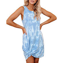 Summer Sleeveless Tie-dye Print Tank Mini Dress Women O-Neck Beach Sundress Casual Loose Fashion Holiday Vestidos Streetwear XXL 2024 - buy cheap