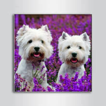 full square round diamond painting Lavendar westie dog pet 5D DIY diamond embroidery home decoration cross stitch 2024 - buy cheap