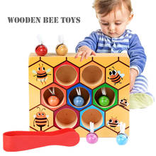 Wooden Leaning Educatinal Toys Children Montessori Hardworking Bee Hive Game Childhood Color Cognitive Clip Small Bee Toys 2024 - buy cheap