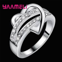 Anéis de prata esterlina 925 com amor de coração para mulheres, joia de noivado, simples, declaração, zircônia cúbica, anel de dedo, presentes de casamento 2024 - compre barato