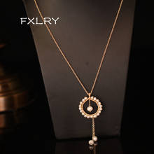 FXLRY-collar de cadena de suéter largo enrollado a mano para mujer, accesorio de joyería, perla de agua dulce Natural hecha a mano de alta gama 2024 - compra barato