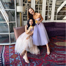 Verngo Simple Lavender Tulle A Line Prom Dresses Sweetheart Bones Top Tea Length Homecoming Party Gowns Short 2021 Formal Dress 2024 - buy cheap