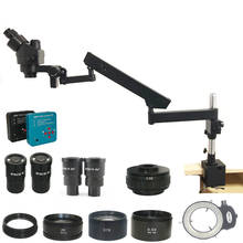 Microscópio trinocular com braço articulado, 3,5x-180x, 38mp, hdmi, compatível com usb, câmera digital, reparo de joias pcb 2024 - compre barato