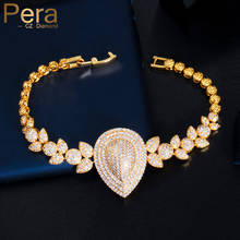 Pera Luxury Yellow Gold Big Water Drop Cubic Zirconia Chain Link Bracelets Fashion Bangle for Best Friend Jewelry Gift B176 2024 - buy cheap