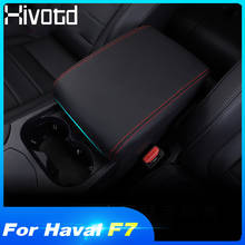 Hivotd para haval f7 f7x 2019 2020 acessórios, apoio de braço central, capa de proteção de decoração de couro pu, molduras interiores 2024 - compre barato