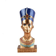 Lembrança do vintage cleópatra cabeça retrato estatueta resina artes artesanato egito decoração de casa ornamentos em miniatura 2024 - compre barato