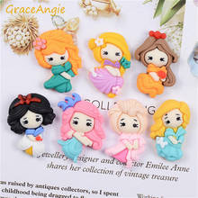 GraceAngie 10pcs Resin Cartoon Princess Charms Child Hair Accessories DIY Supplies Mixed Scrapbook Ornament Jewelry DIY Findings 2024 - buy cheap