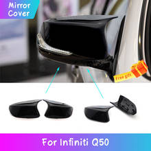 Capa para espelho retrovisor infiniti q50, cobertura para asa lateral preta brilhante de alta qualidade 2024 - compre barato