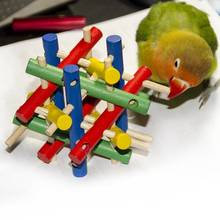 Жевательная игрушка для попугаев деревянный блок плетеная игрушка клетка для птиц подвесная игрушка Укус устойчивостью игрушечный попугай птица чистка зубов поставляем разные цвета 2024 - купить недорого