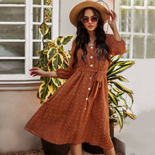 Ladies Vintage Jacquard Maxi Lace Dress Women Casual Butterfly Button High Waist Spring Summer Women Dress Female Vestidos Mujer 2024 - buy cheap