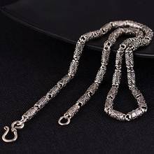 BOCAI 2021 New Real Solid S925 Pure Silver Jewelry Retro S Hook Necklace for Man Simple Fashion Barrel Bead Man Necklace 2024 - buy cheap