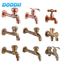 Carved Wall Mount Brass Antique Garden Faucet One in two out Washing machine sink mop pool outdoor garden Taps Doodii 2024 - buy cheap