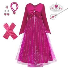 Платье принцессы Elza для девочек, Детский костюм, косплей, Хэллоуин, день рождения, маскарадное вечерние для девочек, детская одежда 2024 - купить недорого