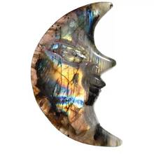 MOKAGY Hand Carved Natural Crescent Labradorite Crystal Moon for Home Decoration 3 Inch 1pc 2024 - buy cheap