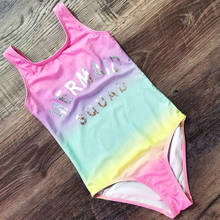 Bañador de una pieza para niñas, traje de baño con estampado de letras de sirena, teñido con Monokini anudado, ropa de playa, 2021 2024 - compra barato