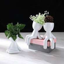 Vaso de cerâmica humanóide, vaso de flores com cacto para arranjo de flores decoração para casa jardim presentes de aniversário 2024 - compre barato