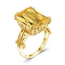 14k Gold Ring For Women Shining Exquisite Citrine Ring Pretty Generous Gemstone Fashion Flower Sterling Silver Jewelry Party New 2024 - buy cheap