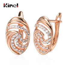 Kinel-pendientes de plata de primera ley y circón para mujer, aretes pequeños, plata esterlina 585, Circonia cúbica, zirconia, circonita, zirconita, zirconita, color oro rosa, estilo ovalado 2024 - compra barato