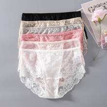 3 PACK Women's 100% real silk crotch with lace sexy middle rise panties briefs Underwear Lingerie size M L XL 1011 2024 - buy cheap