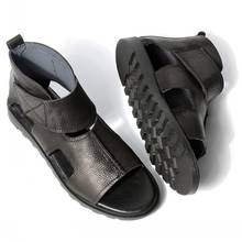 Sandalias Vintage de cuero Real para hombre, calzado de gladiador con plataforma de lujo, transpirable, británico, botines de playa, Verano 2024 - compra barato