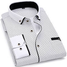 Camisa masculina com estampa de bolinhas, camisa social para homens de manga comprida, camisa casual de marca para negócios com estampas suaves e confortáveis 2024 - compre barato