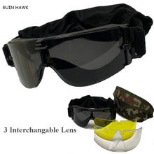 X800 óculos táticos 3 interchangable lente usmc militar do exército óculos de sol airsoft paintball cs jogos olho proteção 2024 - compre barato