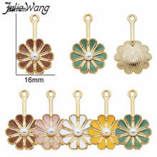 Julie Wang 10pcs Enamel Daisy Flowers Charms Alloy 5 Colors Gold Tone Pendant Necklace Bracelet Jewelry Making Accessory 2024 - buy cheap
