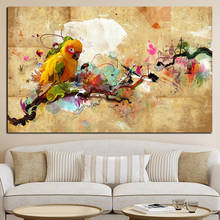 Pintura artística abstracta para decoración del hogar, pósteres e impresiones en lienzo de pájaro loro, imagen artística de pared para sala de estar, Cuadros 2024 - compra barato
