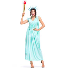 Fantasia de estátua da liberdade para dia das bruxas, traje feminino, 4 de julho, fantasia, deusa grega, vestido de cosplay 2024 - compre barato