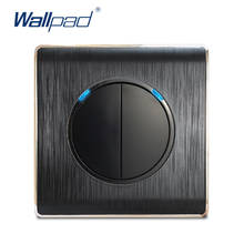 Wallpad 2 Gang 2 Way Random Click Wall Light Switch With LED Indicator Black PC Brushed Panel For Home 2024 - buy cheap