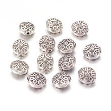 20 pçs miçangas redondas planas com contas espaçadoras de estilo tibetano, contas para joias, pulseira, colar, faça você mesmo, cor de prata antiga 11x11mm 2024 - compre barato