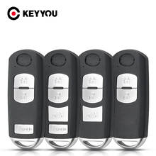 KEYYOU-carcasa de llave remota inteligente para coche Mazda X-5 Summit, M3, M6, Axela, Atenza, Fob, 2/3/4 botones con hoja de llave de emergencia, 10 Uds. 2024 - compra barato