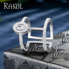 RAKOL Fashion Oval Cubic Zirconia Open Adjustable Ring Suitable for Women Wedding Dinner Party Birthday Gift Jewelry RR02132K 2024 - buy cheap