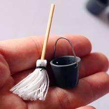 Miniature Life Simulation Bucket Mop Combination Dollhouse Decoration Accessory Children Toys  Birthday  Christmas New Year Gift 2024 - buy cheap