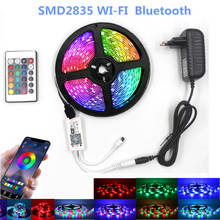 WIFI led strip light waterproof 12v RGB lights smd 2835 tape strips lamp IR 24-key 44 keys Bluetooth control neon set EU US plug 2024 - buy cheap