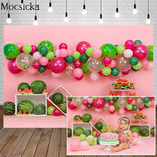 Watermelon Photography Backdrop Colorful Balloons Fruit Child Birthday Cake Smash Background Newborn Photo Studio Baby Shower 2024 - buy cheap