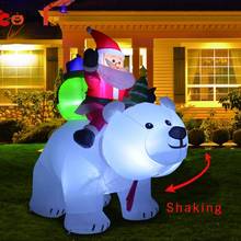 2m inflável papai noel equitação urso polar natal inflável cabeça de agitação boneca decoração de natal boneca de natal 2024 - compre barato