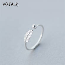 WYEAIIR Fresh Feathers Student Gift Leaves Simple Sweet Cute Silver Color Female Resizable Opening Rings 2024 - buy cheap