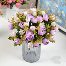 Meldel flor artificial 10 cabeças, flor falsa de chá de seda para casamento e festa de casa, decoração de mesa 2024 - compre barato