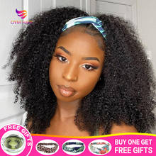 Headband Wig Afro Kinky Curly Wigs for Black Women Short Curly Bob Full Scarf Wig 180% Human Hair Jerry Curl  Head Band Wig 2024 - buy cheap