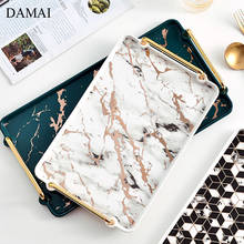 Marble Texture Trays Decorative Gold Inlay Handle Ceramic Teacup Coffee Cup Storage Tray Coffee Table Desktop Organizer Plates 2024 - buy cheap