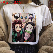 Camiseta feminina demon slayer, camisetas para homens e casal com estampa gráfica, estilo harajuku kawaii 2024 - compre barato