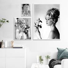Brigitte Bardot холст художественные принты Французский модный постер черно-белая винтажная модель фотографии настенные фотографии для девочек Декор для комнаты 2024 - купить недорого